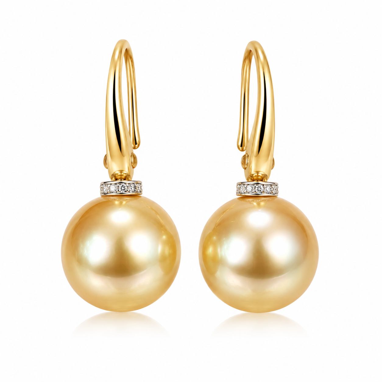 Golden pearl drop earrings